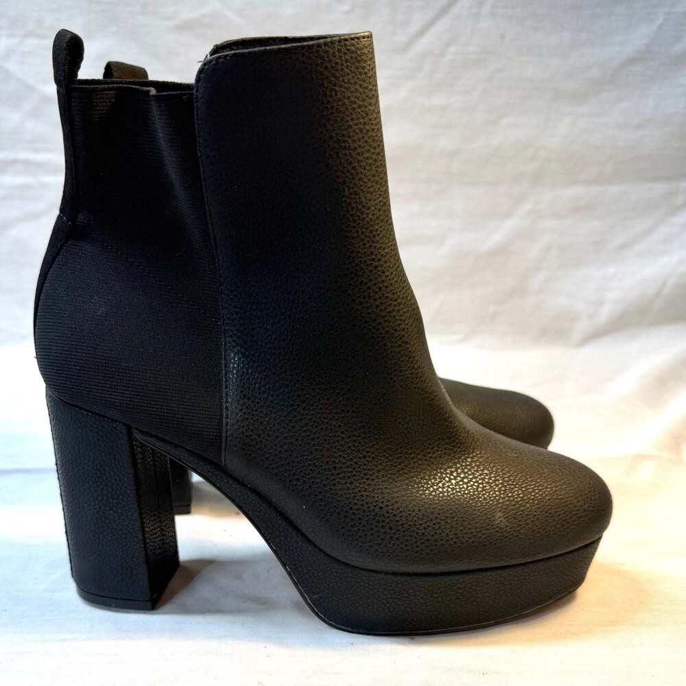Mix No. 6 Edell Platform Ankle Boots Black Faux Leather Block Heel